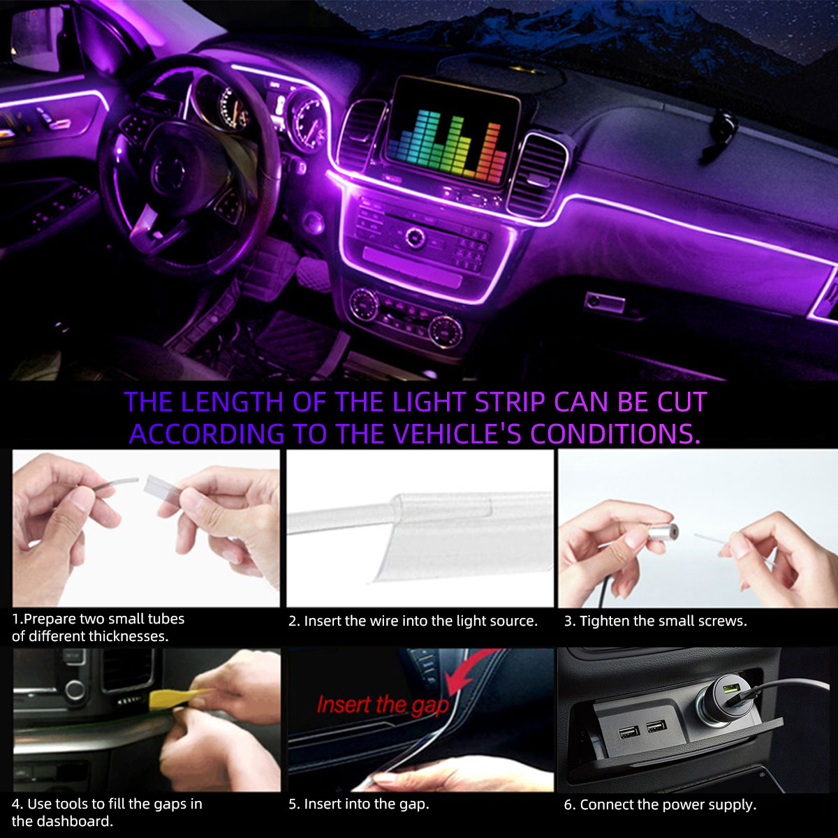 شريط إضاءة داخلي للسيارة 4/5/6 - مراجعة Car Dashboard Light Fiber Optic وسعره
