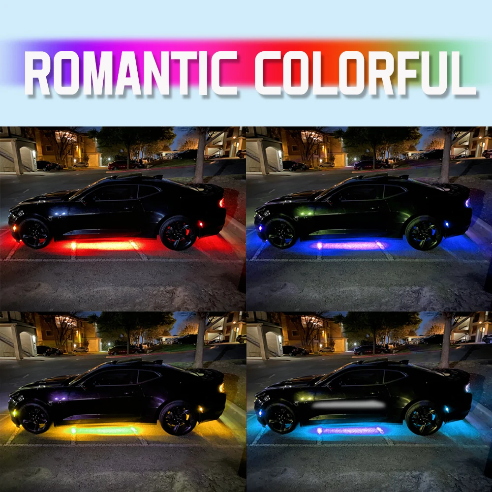 4 قطع من شرائط إضاءة LED RGB ل - مراجعة Car Led Strip 12V Waterproof وسعره