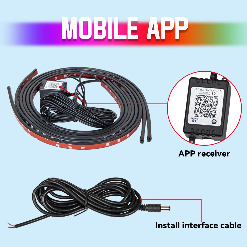 4 قطع من شرائط إضاءة LED RGB ل - مراجعة Car Led Strip 12V Waterproof وسعره