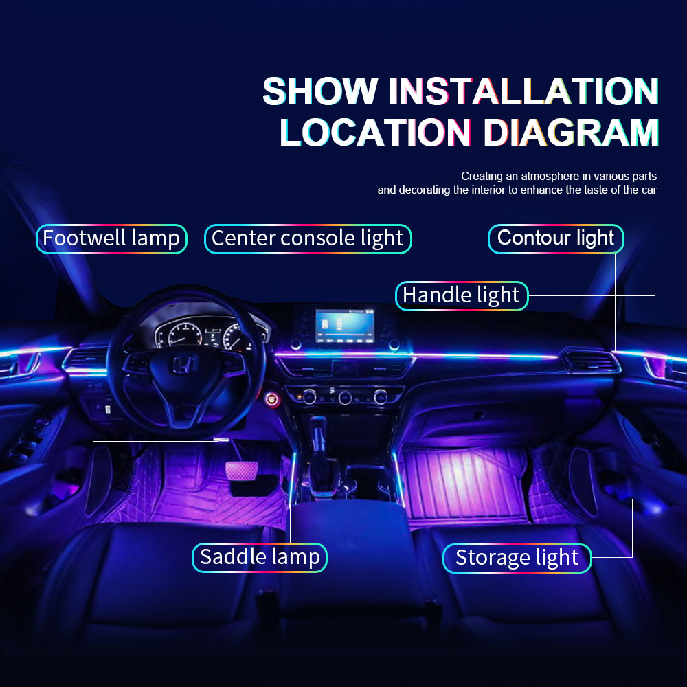 طقم تعديل إضاءة داخلية للسيارة - مراجعة Car Ambient Lighting 18 In 1 وسعره