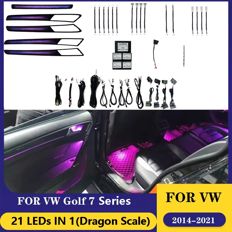 طقم إضاءة محيطية 21 في 1 لسيار - مراجعة Car Ambient Lighting 64 Color وسعره