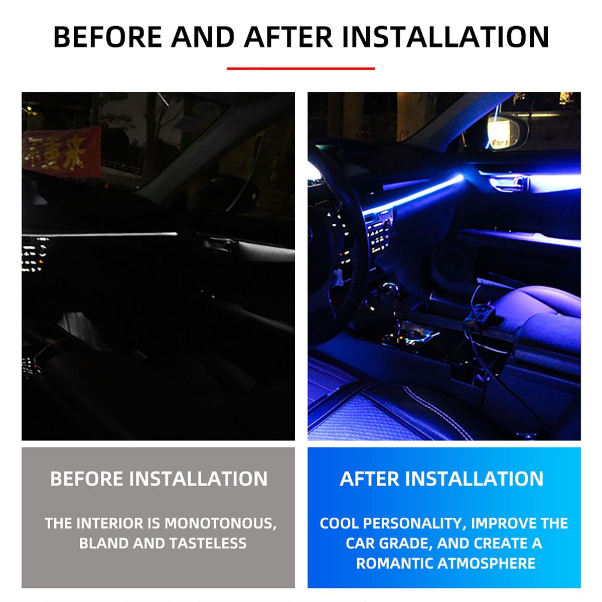 شريط إضاءة LED باردة من الأليا - مراجعة Car Dashboard Light Fiber Optic وسعره
