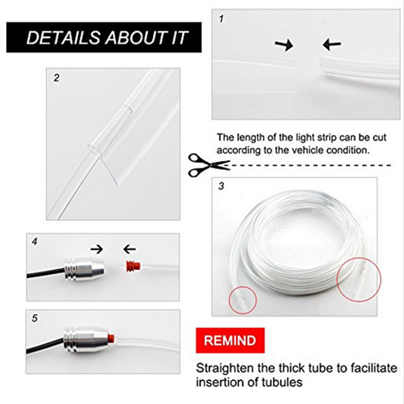 5 في 1 6 متر RGB الألياف البصر - مراجعة Car Dashboard Light Fiber Optic وسعره