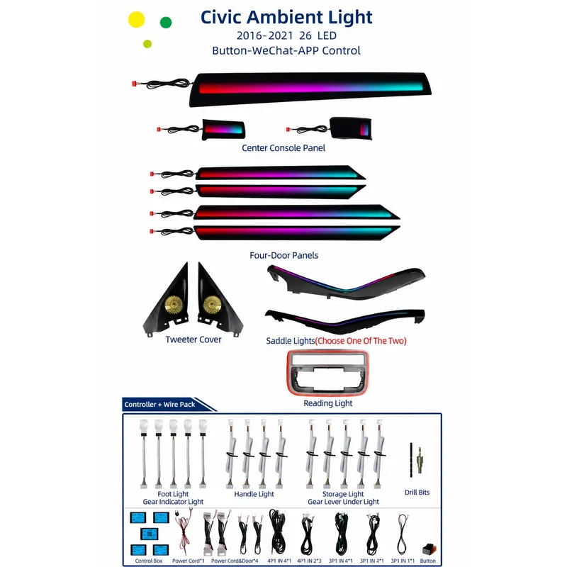 إضاءة محيطة للسيارة لهوندا سيف - مراجعة Car Ambient Light Door Panel Acrylic وسعره