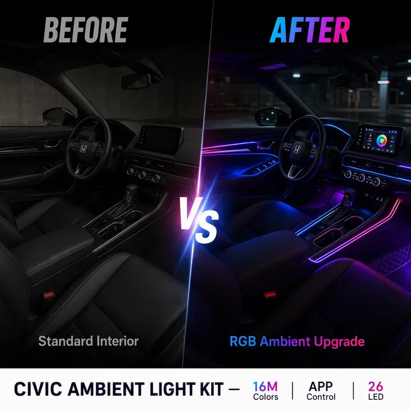 إضاءة محيطة للسيارة لهوندا سيف - مراجعة Car Ambient Light Door Panel Acrylic وسعره